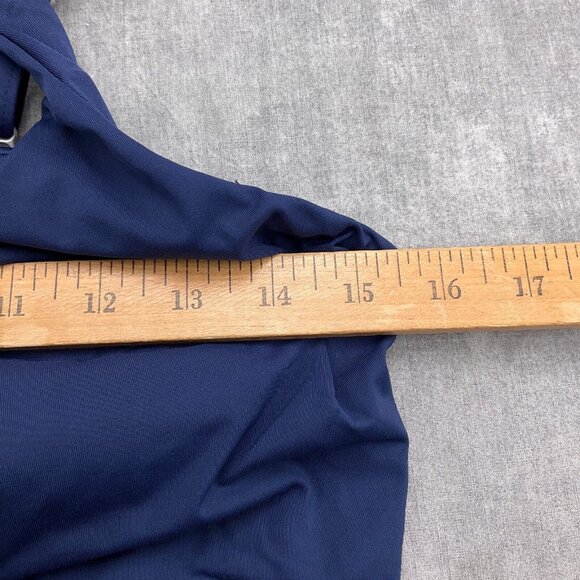 Lands End Tankini Top Women 6 Blue Blouson‎ Pad Bra Adj Strap Nylon Spandex Swim - Picture 4 of 9